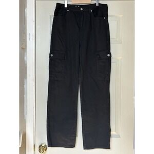 S.O.N.G. 90s Boyfriend Cargo Jeans Black Denim Juniors Women's Size 11/30